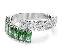 Matrix ring, Mixed cuts, Green, Rhodium plated