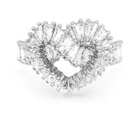 Swarovski Matrix cocktail ring, Mixed cuts, Heart, White, Rhodium plated, 55