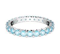 Swarovski Matrix ring, Round cut, Blue, Rhodium plated, 50