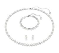 Matrix set, Crystal pearl, Round cut, White, Rhodium plated