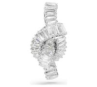 Matrix tack pin, Baguette cut, Knot, White, Rhodium plated