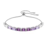 Matrix Tennis bracelet, Baguette cut, Purple, Rhodium plated