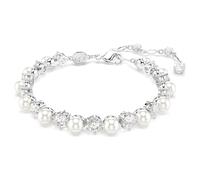 Swarovski Matrix Tennis Bracelet, Clear Round-Cut Crystals and Crystal Pearls in a Rhodium-Finished Setting, Part of the Matrix Collection
