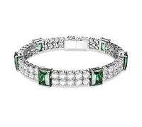 Matrix Tennis bracelet, Mixed cuts, Green, Rhodium plated