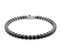 Matrix Tennis bracelet, Round cut, Black, Ruthenium plated