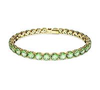 Matrix Tennis bracelet, Round cut, Green, 18K gold finish