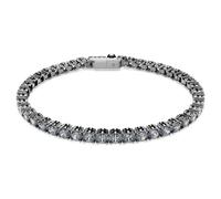Matrix Tennis bracelet, Round cut, Grey, Ruthenium plated