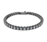 Matrix Tennis bracelet, Round cut, Grey, Ruthenium plated