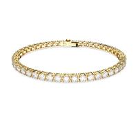 Matrix Tennis bracelet, Round cut, White, Gold-tone plated