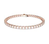 Swarovski Matrix Rose Gold-Tone Plated White Tennis Bracelet - Size L - Crystal / Rose Gold-Tone Plated