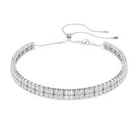 Matrix Tennis choker, Round cut, White, Rhodium plated