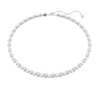 Swarovski Matrix Tennis necklace, Crystal pearl, Round cut, White, Rhodium plated