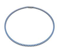 Matrix Tennis necklace, Round cut, Blue, Ruthenium plated