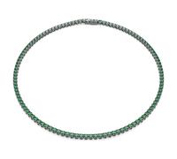 Matrix Tennis necklace, Round cut, Green, Ruthenium plated