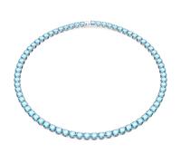 Swarovski Matrix Tennis necklace, Round cut, Blue, Rhodium plated