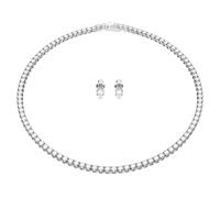 Matrix Tennis set, Round cut, White, Rhodium plated