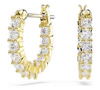 Matrix Vittore hoop earrings, Round cut, White, Gold-tone plated