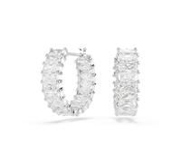 Matrix White Rhodium Plated Cubic Zirconia Hoop Earrings