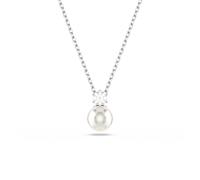 Matrix White Rhodium Plated Cubic Zirconia & Pearl Pendant Necklace