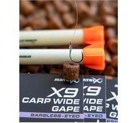 Matrix X9 Carp Wide Gape Barbless Eyed Hooks - 12