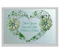 Matron of Honour Thank You Card - Thank you for being my Matron of Honour - Thanks to Sister Cousin Friend - Special Appreciation - Unusual Beautiful Quality Keepsake - Green Heart Rings theme