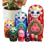 Matryoshka - 10 Pieces Educational Wooden Cartoon Handmade Russian Nesting Dolls Hand-Painted for Adults Boys Girls Home School Birthday Christmas Entertainment