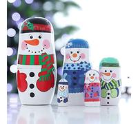 Matryoshka Dolls, 5 Pieces Christmas Hand Painted Cute Wooden Matryoshka Dolls Russian Nesting Dolls Set Home Decoration (Large snowman)