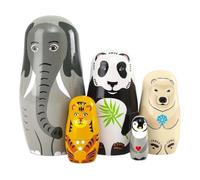 Matryoshka Dolls for Adults Figurines Collectible Stackable Elephant | Desk Decorations Animals on Display 5 Pieces For Adults Kids Boys Girls Room Table Desk Shelf