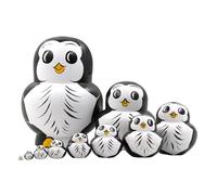 Matryoshka Russian Nesting Dolls Set of 10 Hand Painted Wood Figurines Decors Penguins Craft for Display Russian Nesting