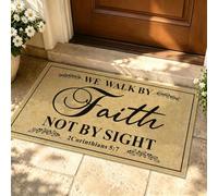 Mats for Front Back Door Christmas Doormat for Outdoor Entrance Floor Decor | We walk by faith not by sight signs mats, durable non slip floor rug, welcome door mat, for living room hallway patio porch