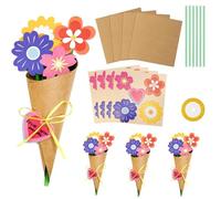 MATSOONY 6 Set Bouquet Craft Flowers Kit, Floral Paper Crafts for Kids, DIY Flower Bouquet Greeting Cards for Fother's Day, Mothers Day Arts and Children's Day