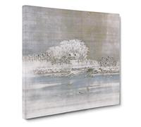 Matsuchiyama on the Sumida River by Utagawa Hiroshige Asian Japanese Canvas Wall Art Print Ready to Hang, Framed Picture for Living Room Bedroom Home Office Décor, 20x20 Inch (50x50 cm)