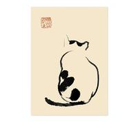 Matsumoto Hoji Cat Poster, Japansese Art Woodblock Ukiyo-e Print, Framed Japanese Wall Art, Archival Matte, A5 (Print Only) - 21x14.8cm