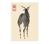 Matsumoto Hoji Deer Poster, Japansese Art Woodblock Ukiyo-e Print, Framed Japanese Wall Art, Archival Matte, 50x70cm (Print Only) - 50x70cm