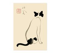 Matsumoto Hoji Takeuchi Seiho Cat Poster, Japansese Art Woodblock Ukiyo-e Print, Framed Japanese Wall Art, Archival Matte, 50x70cm (Print Only) - 50x70cm