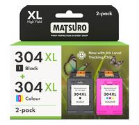 Matsuro 304XL Ink Cartridge (Upgraded Chip), High-Yield Replacement for HP Envy 5010 5020 5032 5030 5000 DeskJet 3760 3762 2600 2620 2630 2633 3720 3750 (Black+Tri-Color)