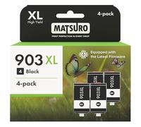 Matsuro 903 XL Black Ink Cartridges Replacement for HP 903 XL with Upgraded Chip Compatible for HP Officejet Pro 6970 6960 Officejet 6950 6960 All-in-One Inkjet (4x Black XL)