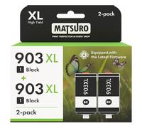 Matsuro 903 XL Black Ink Cartridges Replacement for HP 903 XL with Upgraded Chip Compatible for HP Officejet Pro 6970 6960 Officejet 6950 6960 All-in-One Inkjet (2x Black XL)