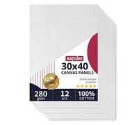 MATSURO Canvas Panels 30x40cm Watercolour Board for Painting | White Board Art Set with 16 x 12 Inch Oil Painting Paper, 100% Cotton 280gms White Acrylic Sheet A3 | 12 Pieces