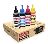 Matsuro Original | Compatible Universal Refill Ink Bottles Replacement for CANON HP EPSON BROTHER LEXMARK DELL RICOH (4 x 100 ml | 1 SET)