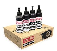 Matsuro Original | Compatible Universal Refill Ink Bottles Replacement for CANON HP EPSON BROTHER LEXMARK DELL RICOH (4 x 100 ml | 4 BLACK)