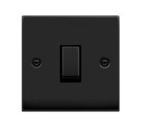 Matt Black 10A 1 Gang 2 Way Ingot Light Switch - Black Trim - Se Home