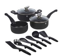 Urbn-Living Blaumann 11 Pcs Matt Black Colour Induction Soft Touch Cookware Pots Pan Saucepan & Kitchen Tool Set
