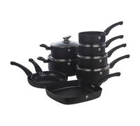 ( Matt Black, 16x7cm Milk Pan - 1.15L) Blaumann Cookware Frying Grill Pots Pan Saucepan Casserole Soft Touch Handle Lid