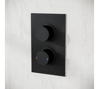 Matt Black 2 Dial 1 Outlet Concealed Thermostatic Shower Round Refined Valve Nes Home Black One Size