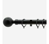 Matt Black 28mm Ball Fixed Length Metal Curtain Pole