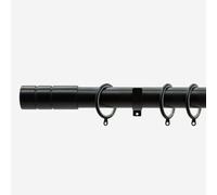 Matt Black 28mm Barrel Fixed Length Metal Curtain Pole New Edge Blinds Jet Black 210cm