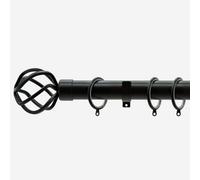 Matt Black 28mm Cage Fixed Length Metal Curtain Pole 100Cm