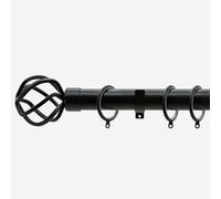 Matt Black 28mm Cage Fixed Length Metal Curtain Pole