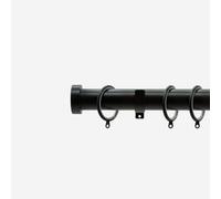 Matt Black 28mm Stud Fixed Length Metal Curtain Pole 200Cm